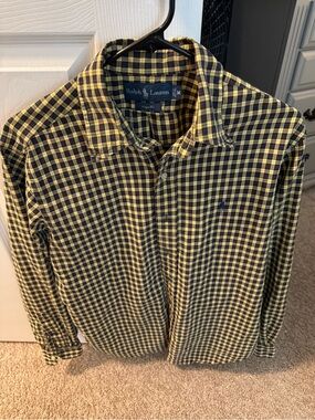Ralph Lauren Yellow and black Check Button-Down Shirt men’s medium